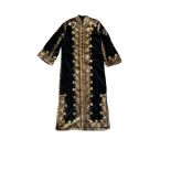 A gold coloured thread embroidered long Nehru coat