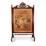 A large William IV rosewood fire screen
