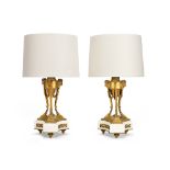 A pair of 20th century Louis XVI style gilt bronze table lamps