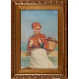 Hector Edward Philippe Caffieri, RBA RI ROI (1847-1931) Young fisherwoman with basket