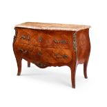 A French Louis XV style kingwood and floral marquetry serpentine commode, circa 1900