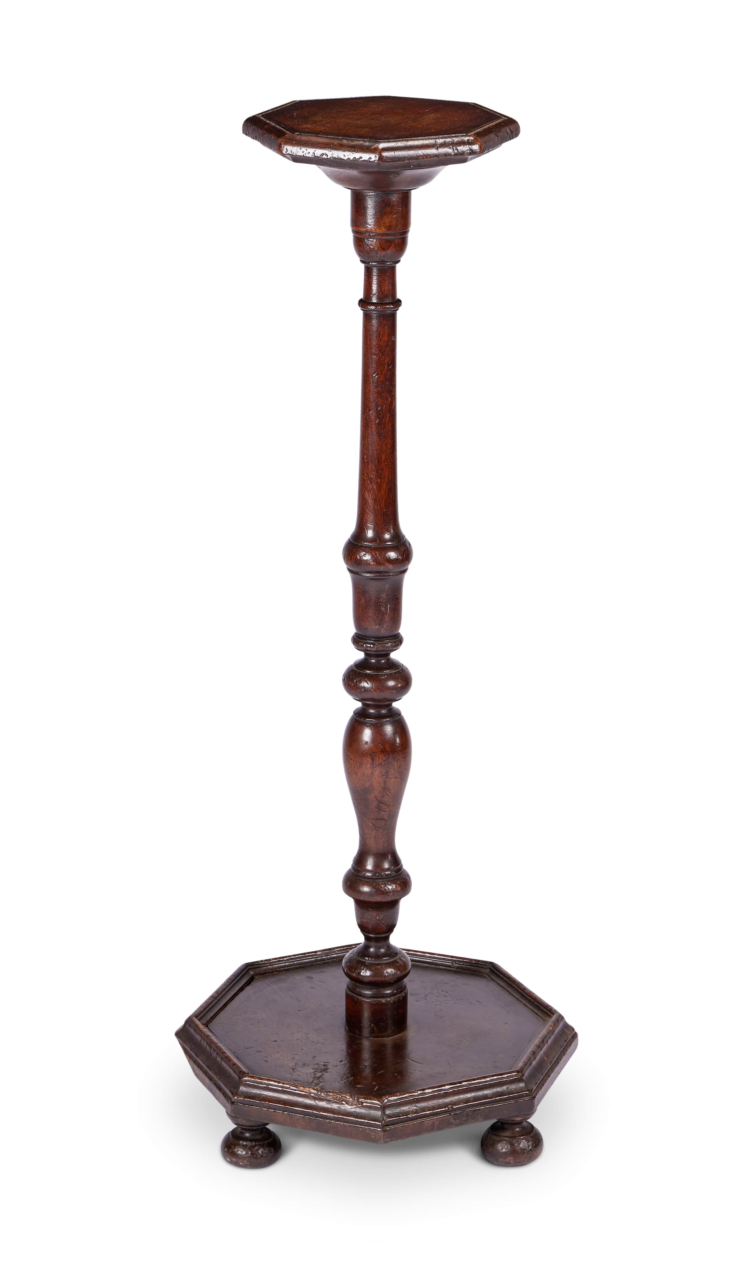 A 17th century style oak candlestand