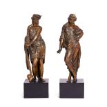 A pair of 19th century North European bronze figures of Classical maidens