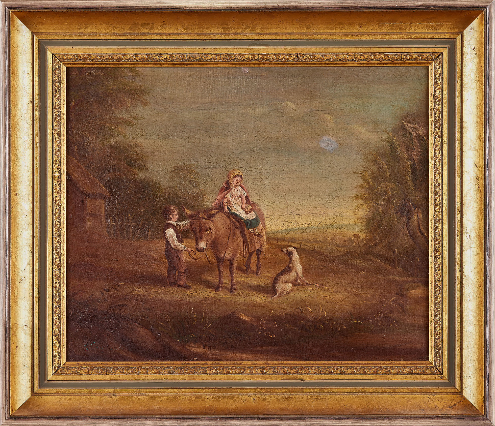 19th century Continental School, Figures with a donkey