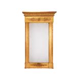 An early 19th century Swedish giltwood and composition pier mirror