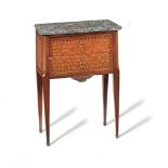 A 19th century Louis XVI style mahogany and kingwood parquetry side table