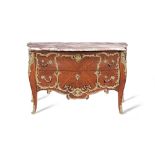 A 20th century Louis XV style rosewood marquetry bombé commode