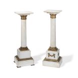 Two late 19th / early 20th century white marble and gilt bronze mounted pedestals