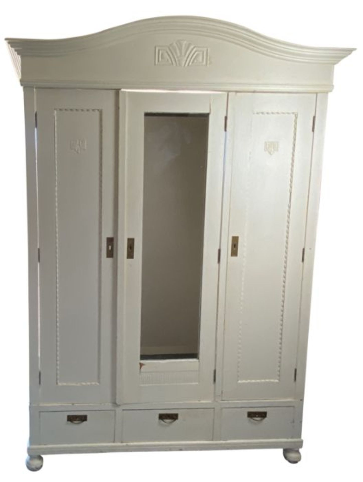 A small 1930's French cream painted armoire