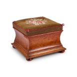 A Victorian mahogany square ottoman