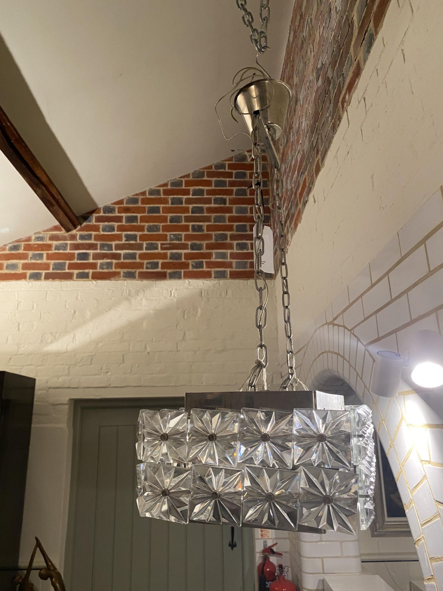 A 1960's pendant glass and chrome ceiling light - Image 4 of 15