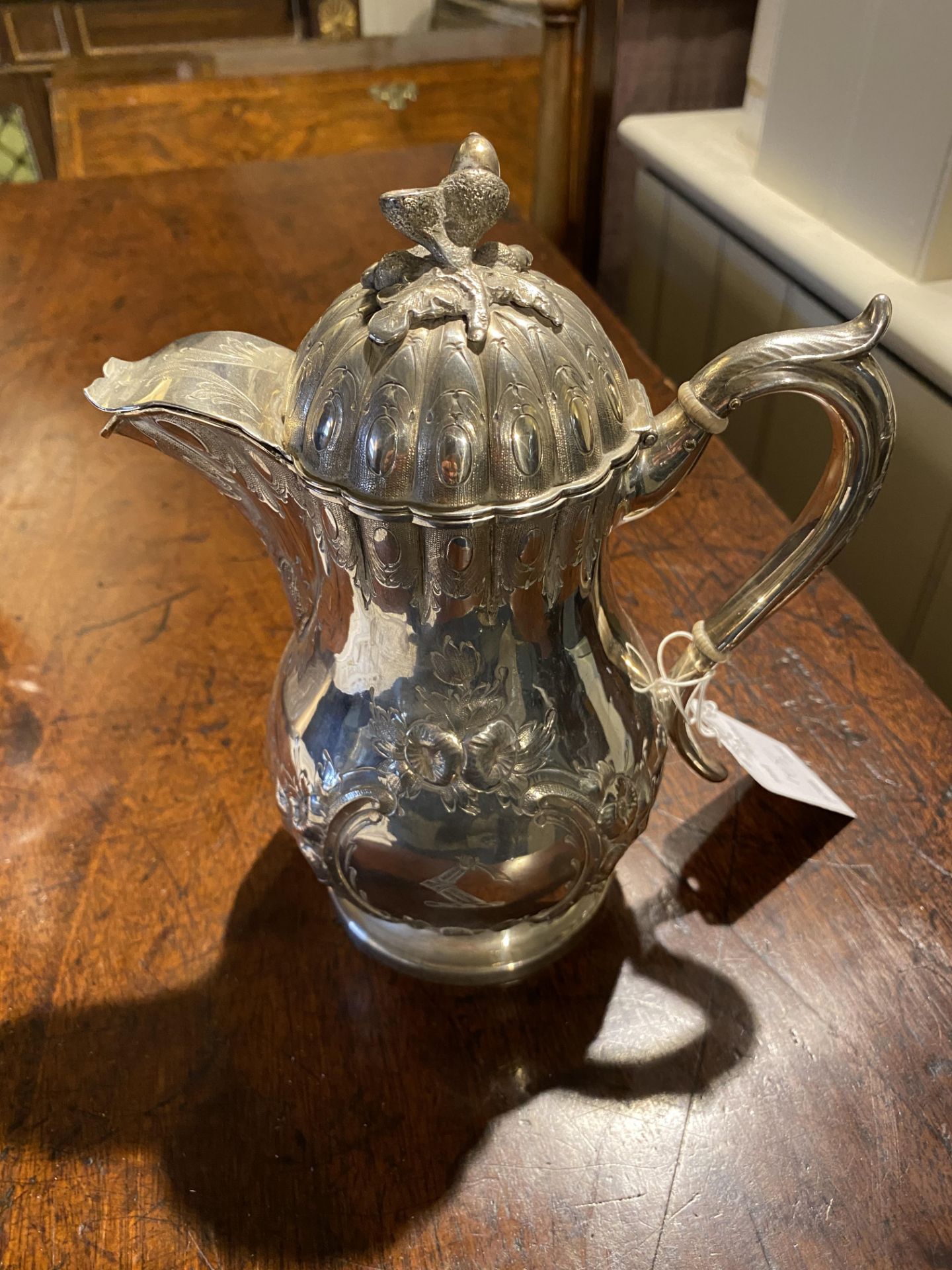 A mid 19th century American silver hot water pot by Gale & Willis and a plated claret jug - Image 10 of 17