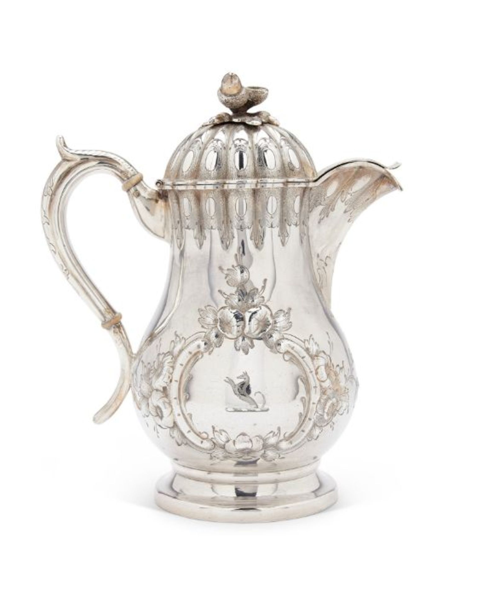 A mid 19th century American silver hot water pot by Gale & Willis and a plated claret jug - Image 4 of 17