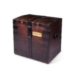 A large Victorian oak and iron bound silver chest by Lambert, London