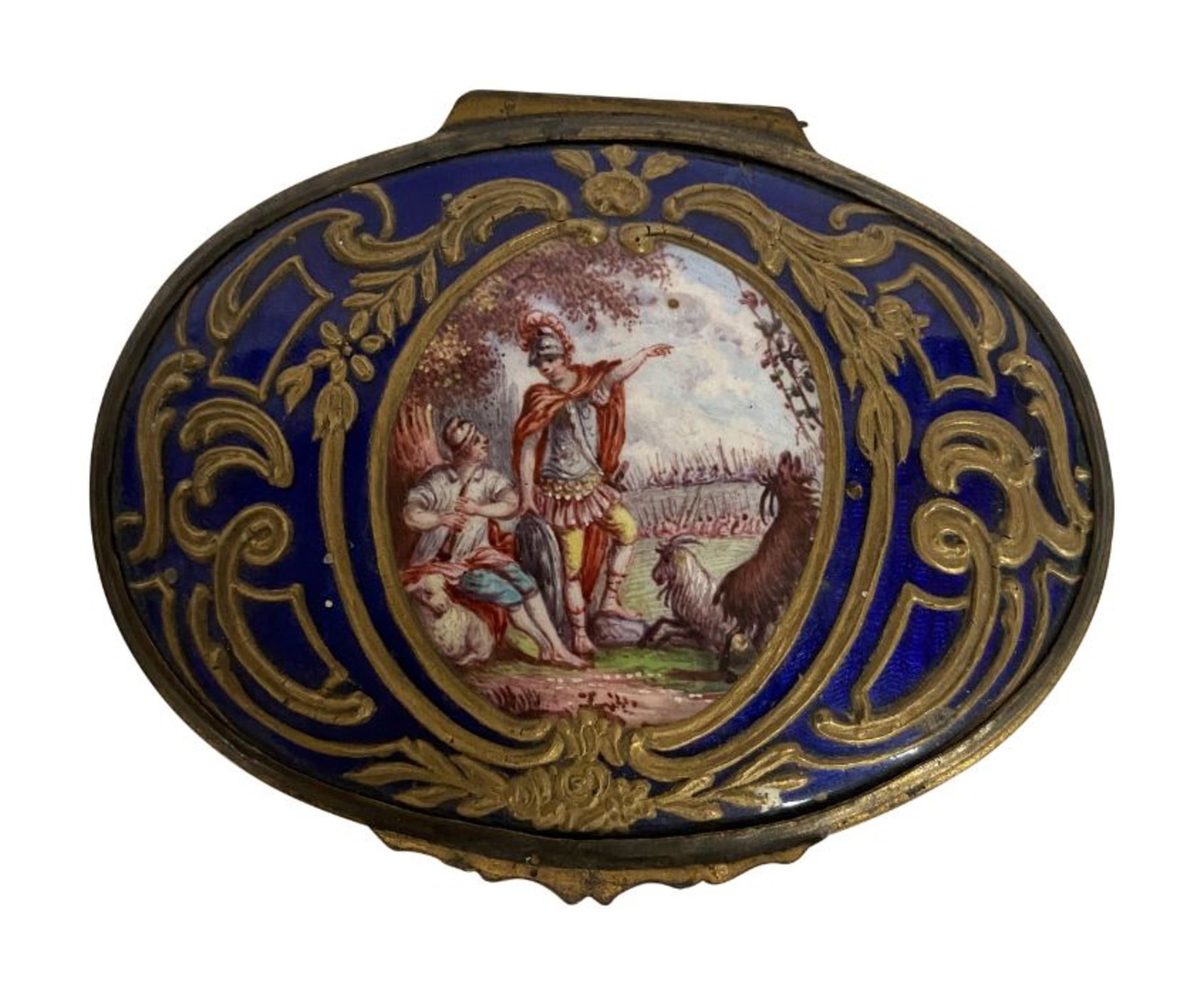 An 18th century oval Birmingham or South Staffordshire enamel box - Image 2 of 8