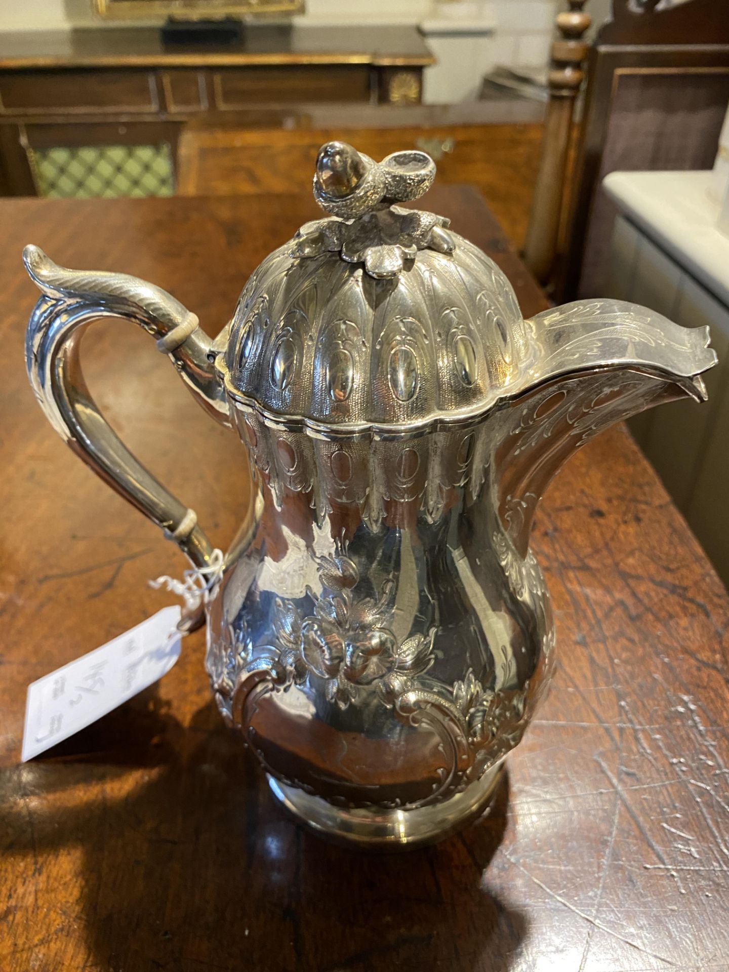 A mid 19th century American silver hot water pot by Gale & Willis and a plated claret jug - Image 12 of 17