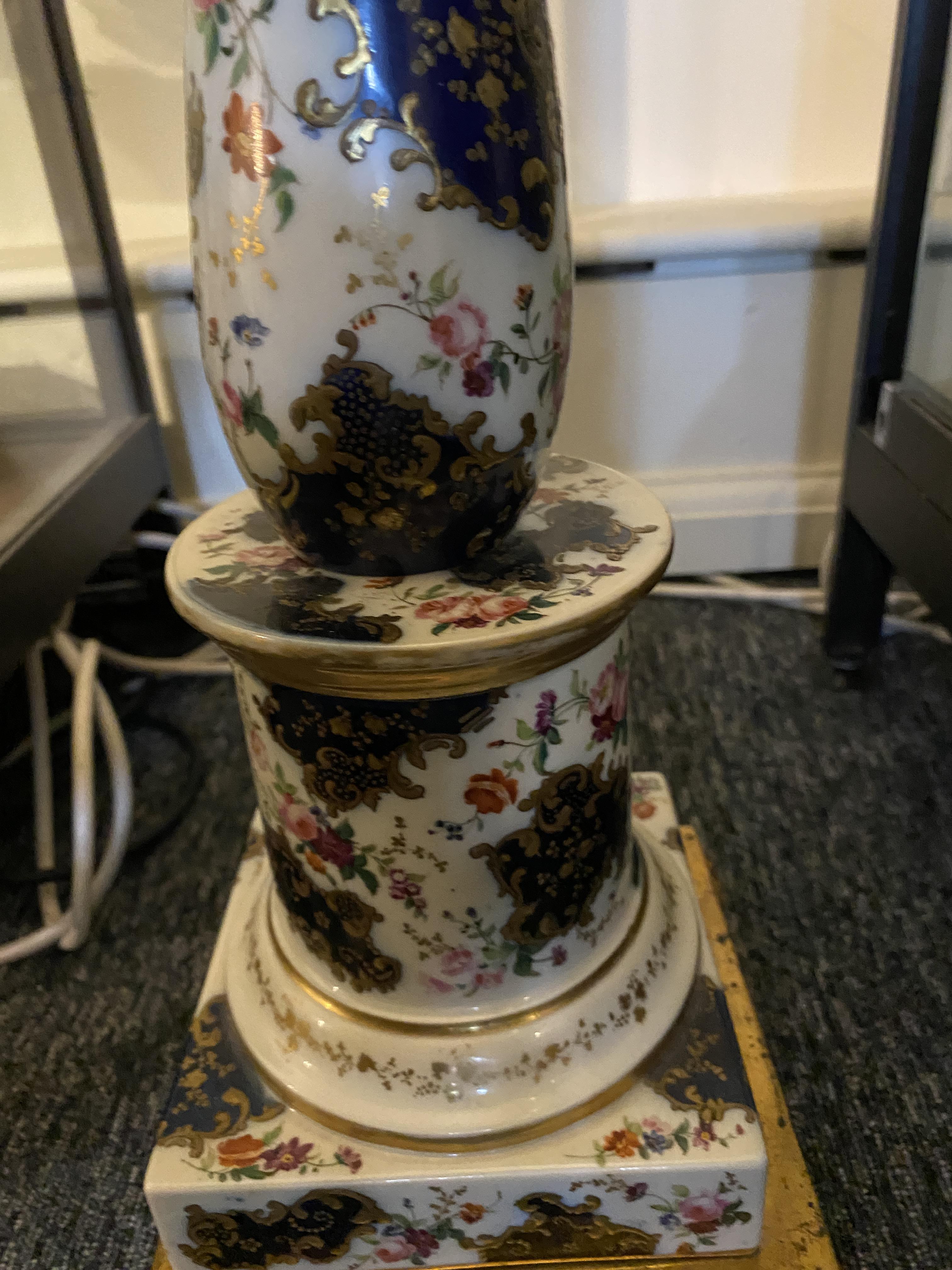A 19th century French porcelain column on a gilt bronze base - Image 7 of 11