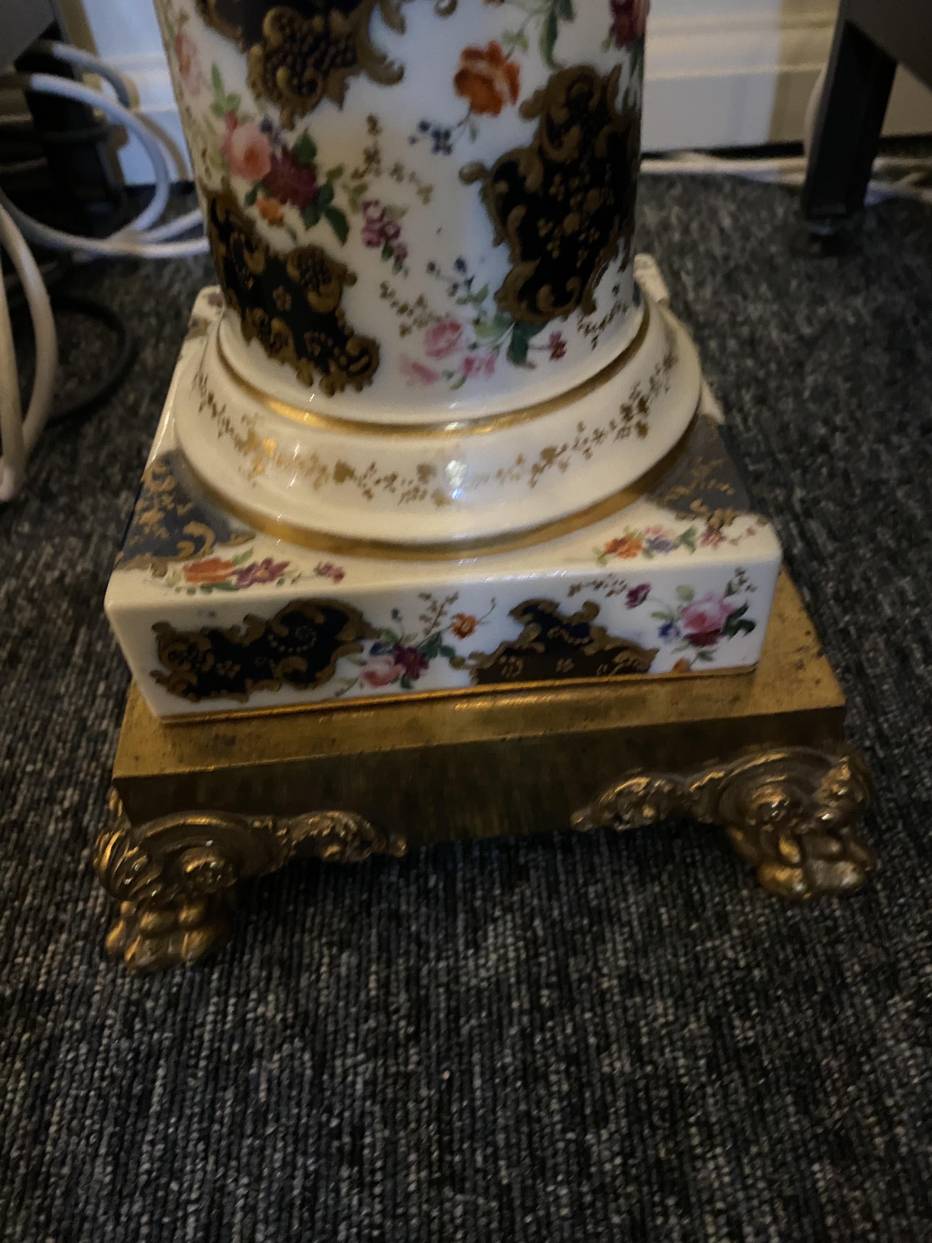 A 19th century French porcelain column on a gilt bronze base - Image 6 of 11