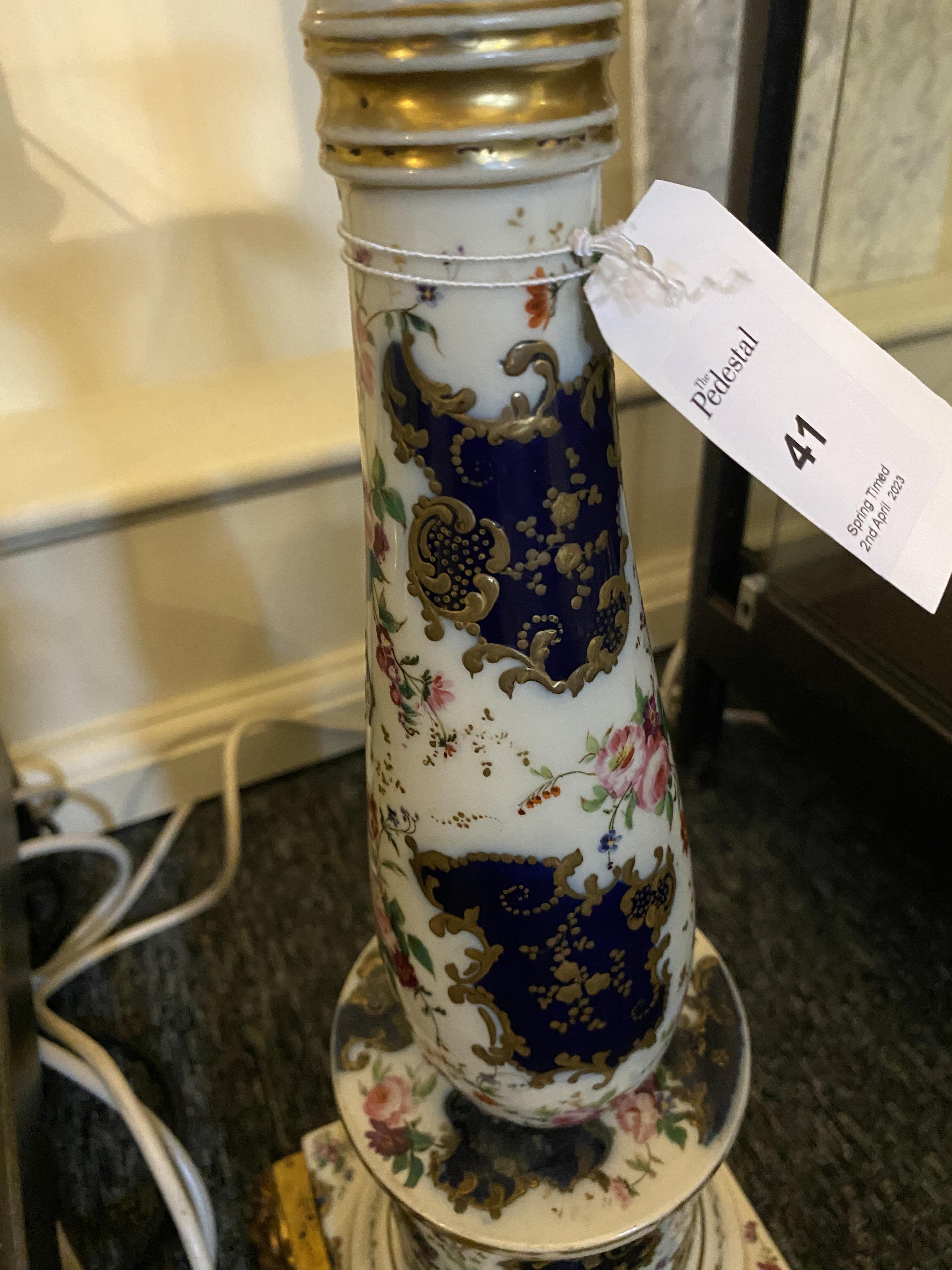 A 19th century French porcelain column on a gilt bronze base - Image 4 of 11