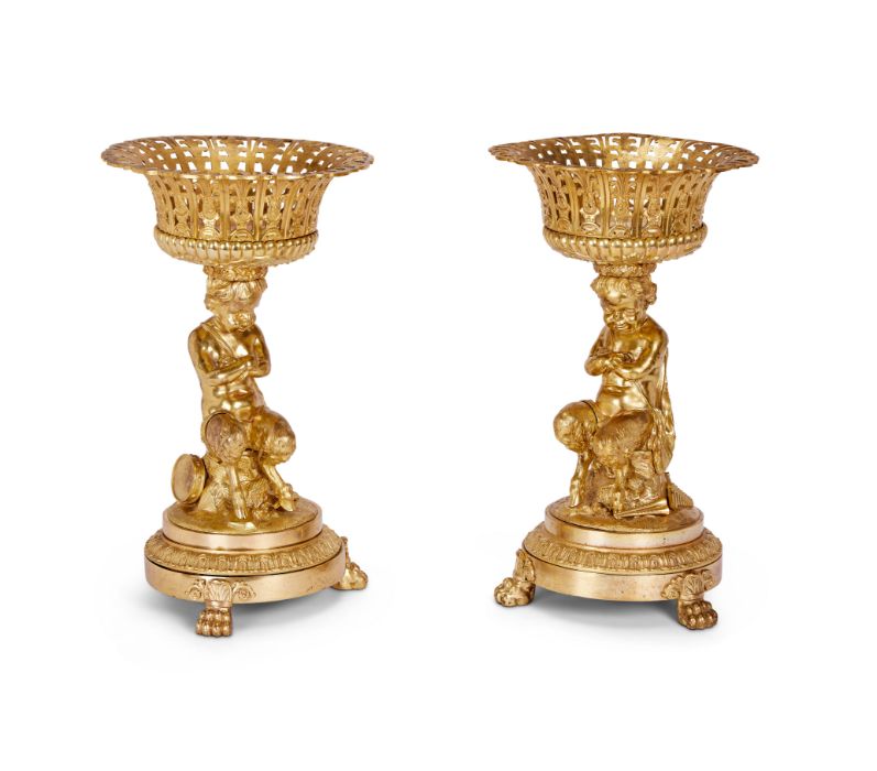 A pair of 19th century French Louis XVI style gilt bronze table centre-pieces - Image 3 of 10