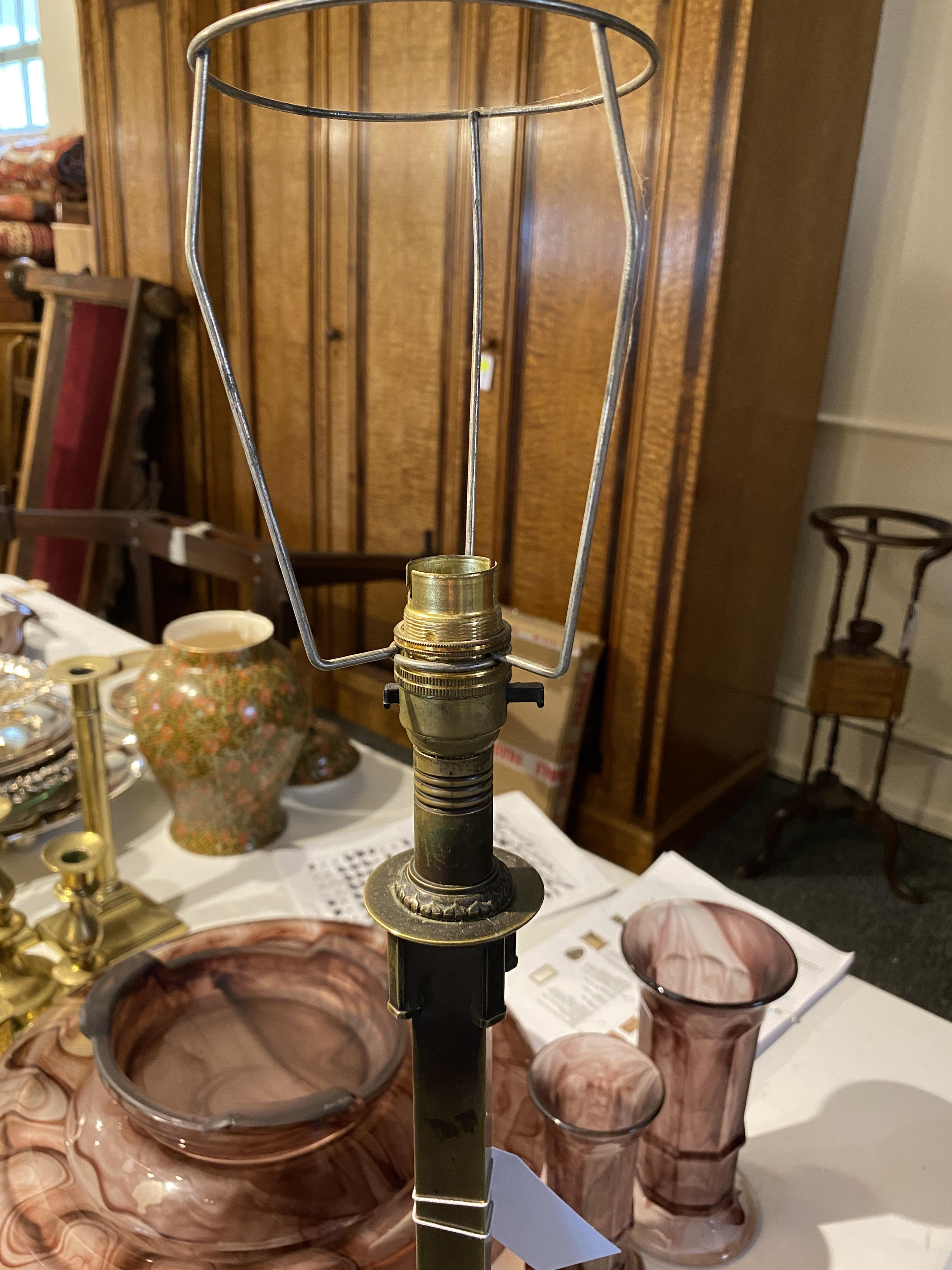 An Art Deco bronze table lamp decorated with snakes, probably English - Image 7 of 7