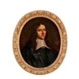 19th century French School, An oval portrait of a man in 17th century dress