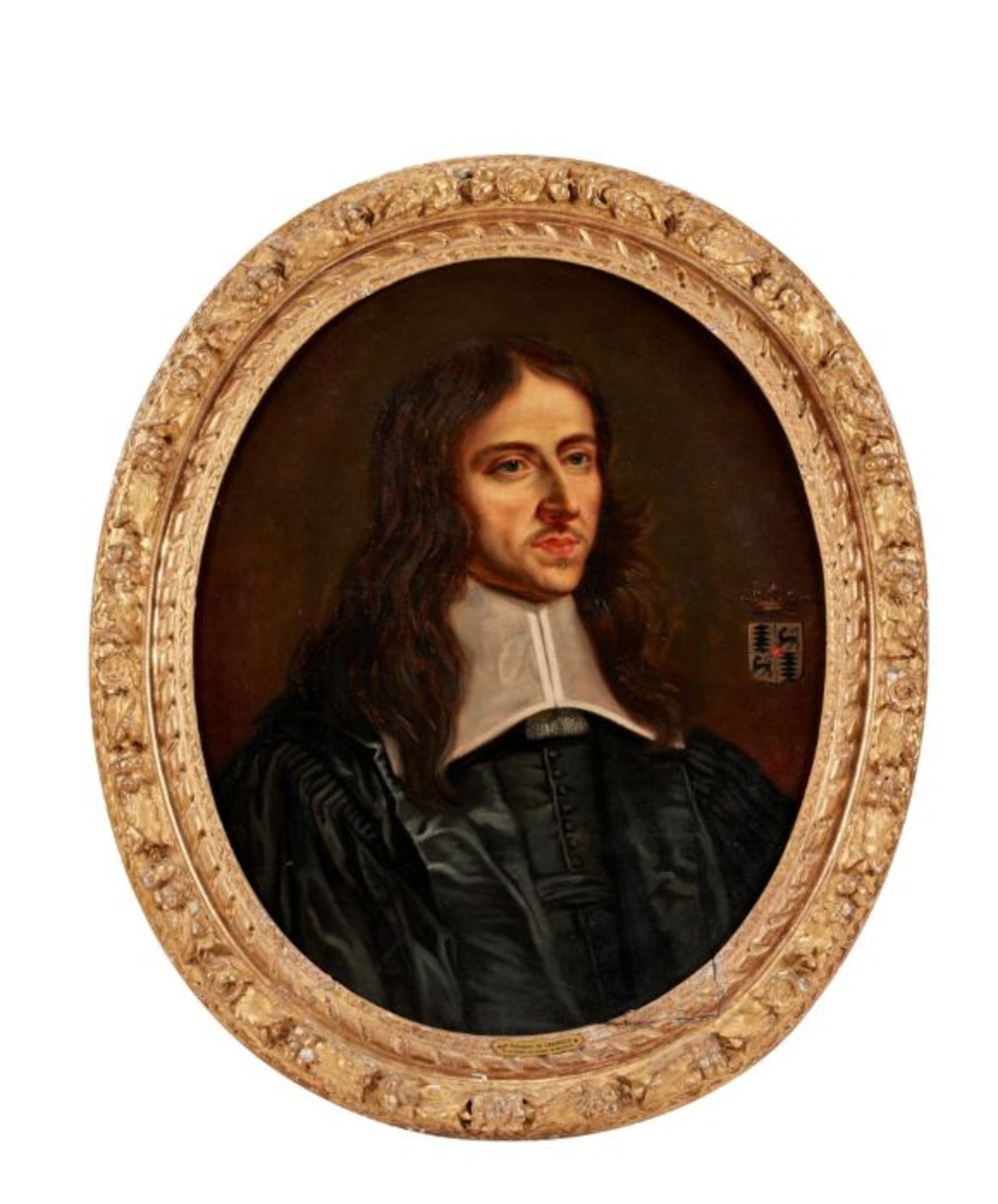 19th century French School, An oval portrait of a man in 17th century dress - Image 2 of 5