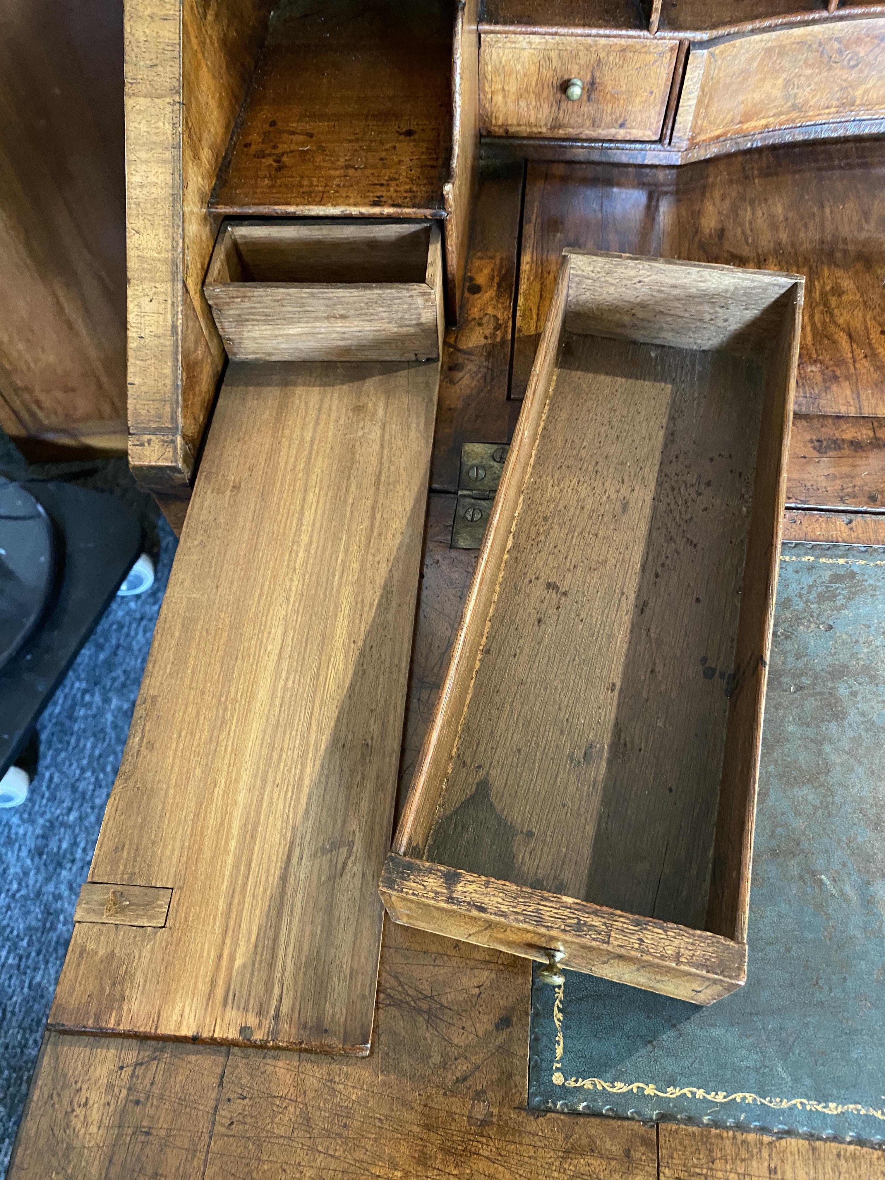 A George II walnut and featherbanded bureau - Image 30 of 33