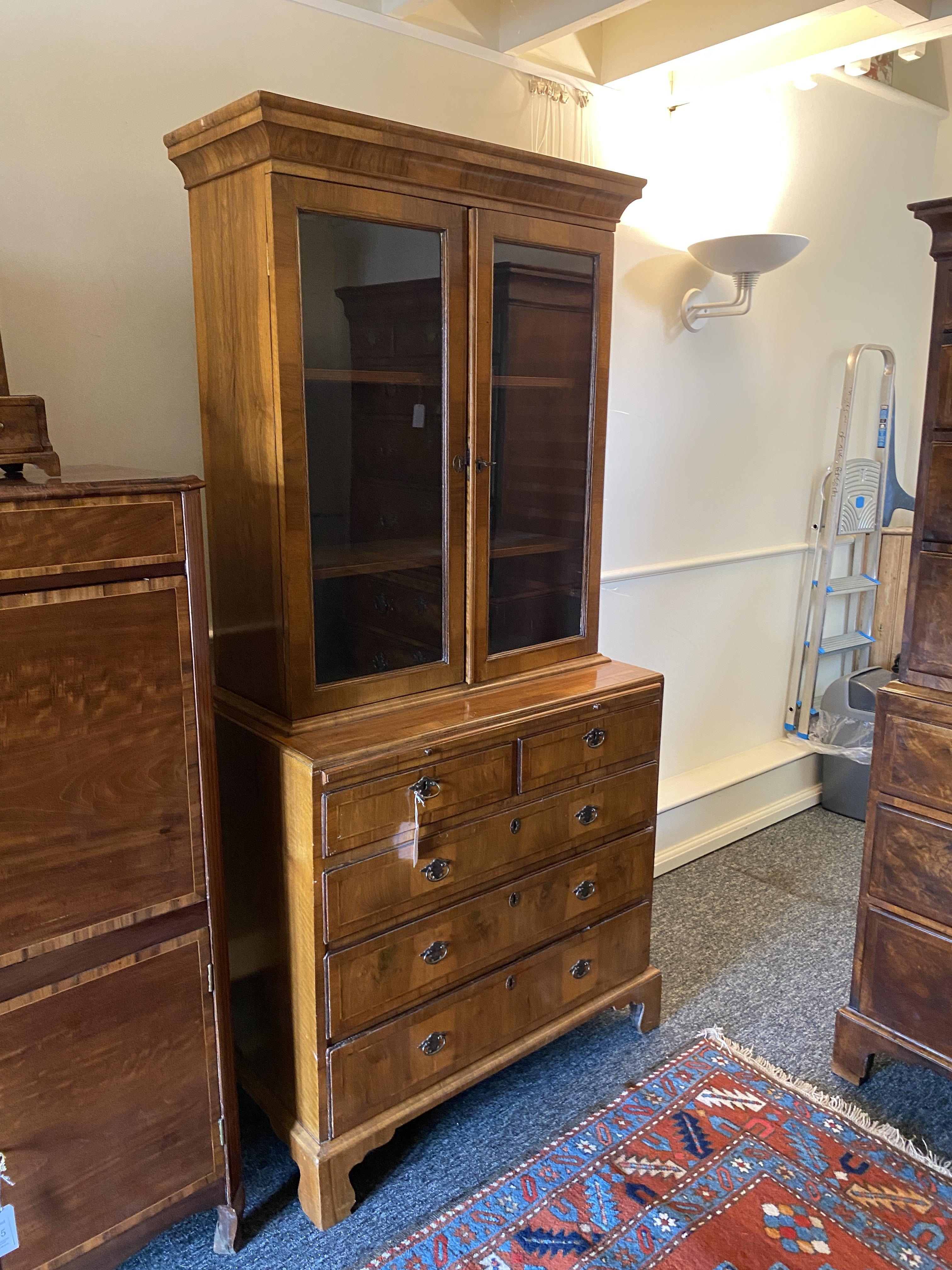 A walnut bookcase on cabinet - Image 2 of 12