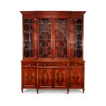 A George III style mahogany breakfront bookcase