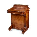 A Victorian burr walnut and sycamore marquetry davenport by T.H.Filmer