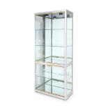 A vintage 1980's chrome and brass vitrine