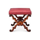 A Victorian walnut X-frame stool