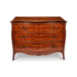 A George III style mahogany and crossbanded serpentine commode in the manner of Henry Hill
