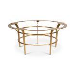 A modern brushed gilt brass circular coffee table