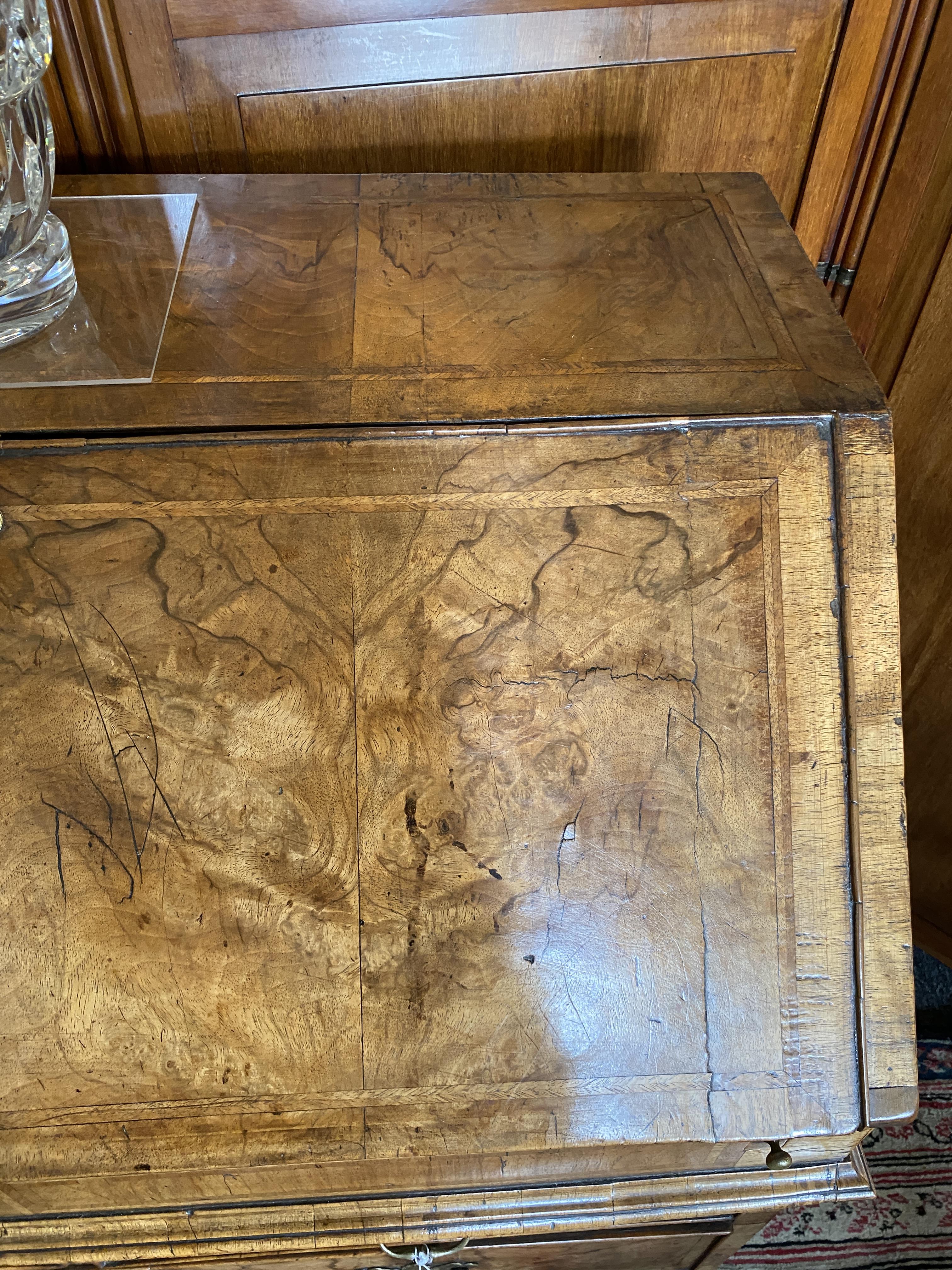 A George II walnut and featherbanded bureau - Image 21 of 33