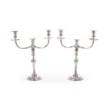 A pair of Garrard & Co Ltd silver three-light candelabra