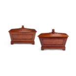 A matched pair of William IV mahogany sacophagus shaped cellerets by T&G Seddon