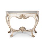 A 19th century Italian white painted and silvered serpentine console table