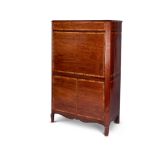 A George III mahogany and rosewood crossbanded secretaire à abbattant