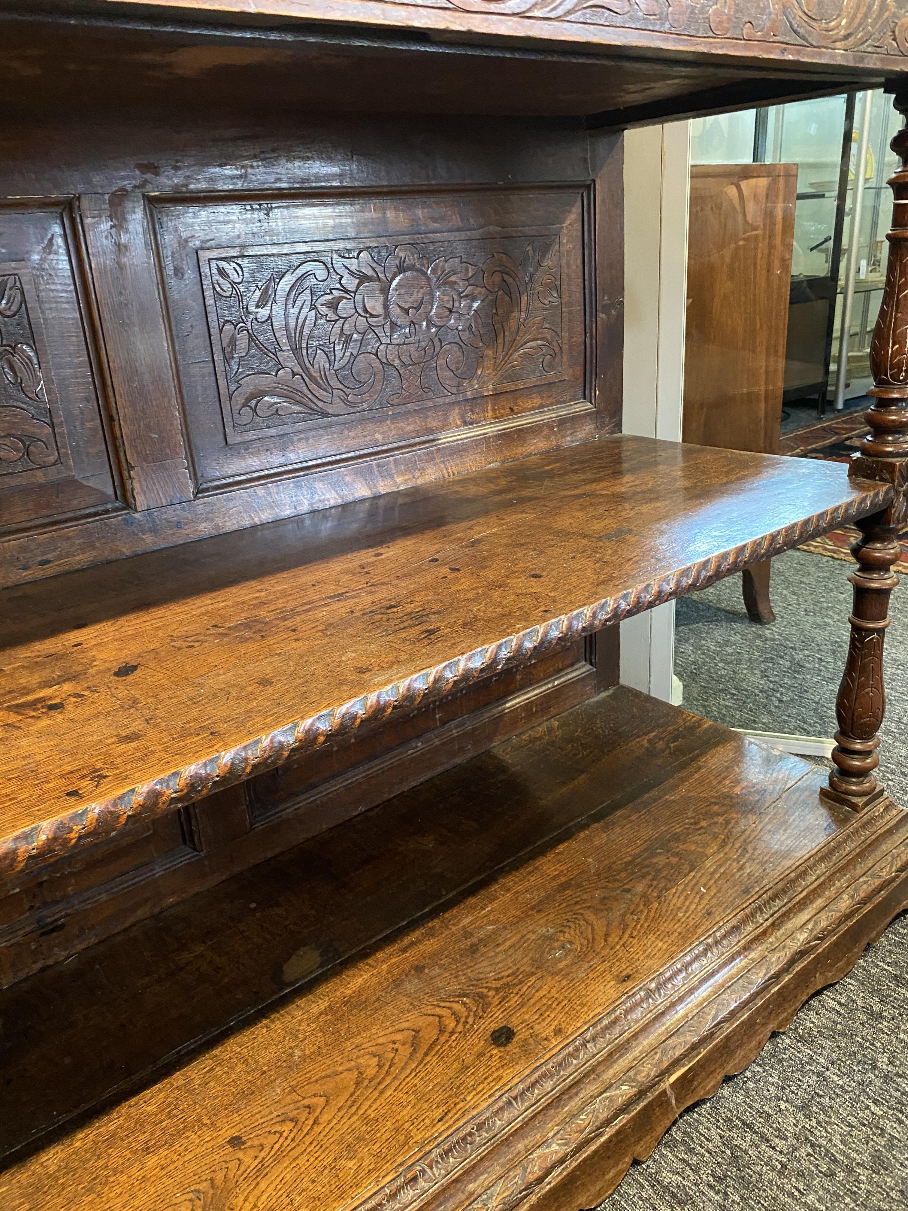 A 19th century carved oak two-tier buffet in the 17th century style - Image 12 of 13