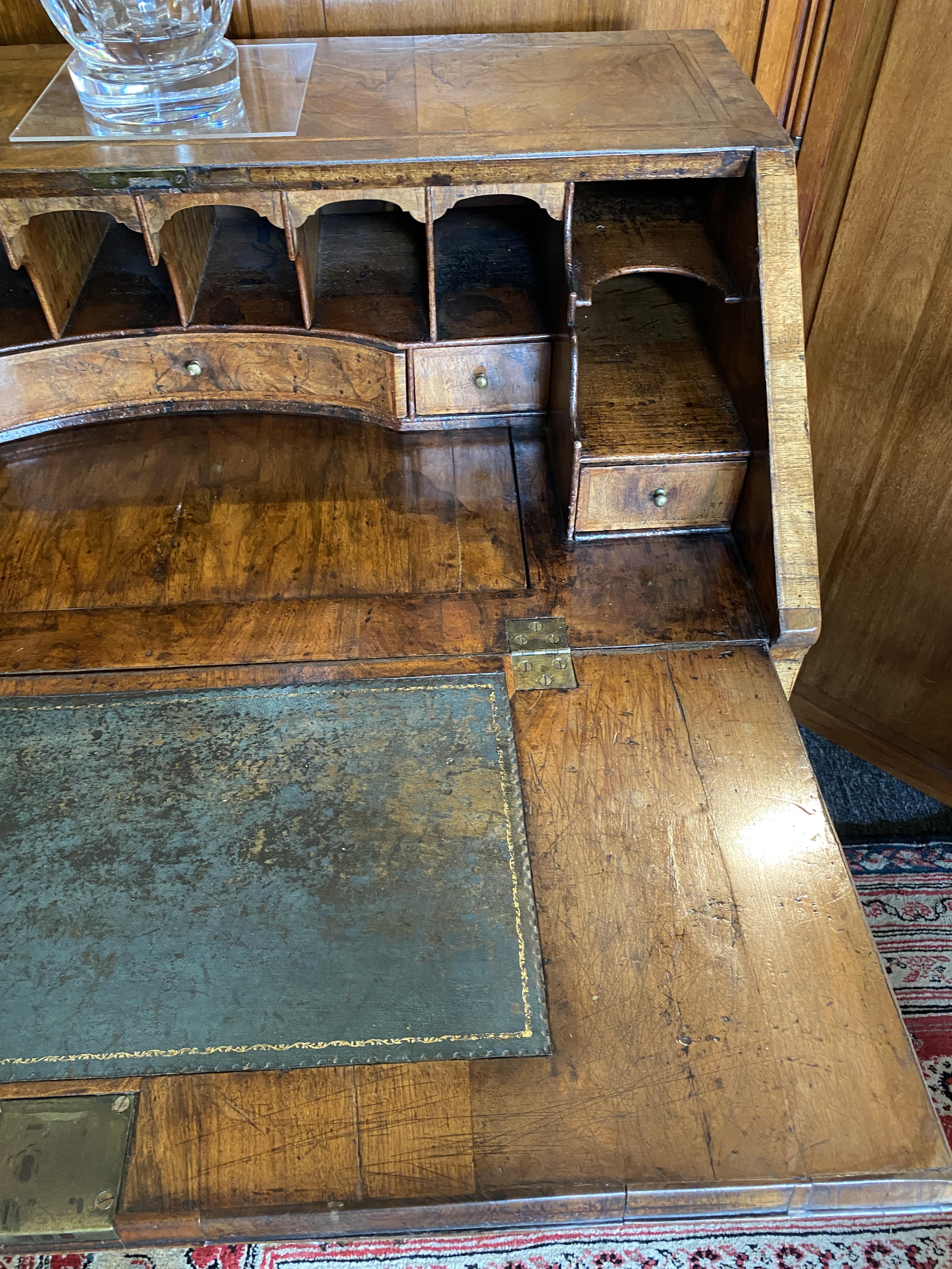 A George II walnut and featherbanded bureau - Image 27 of 33