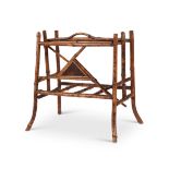 A late Victorian bamboo two-division magazine rack