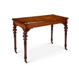 A Victorian burr walnut and rosewood crossbanded card table