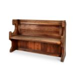 A small oak carved hall bench