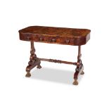 A small Regency mahogany, rosewood crossbanded and brass marquetry writing table
