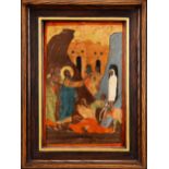 An early 18th century Greek Provincial icon of The Raising of Lazarus
