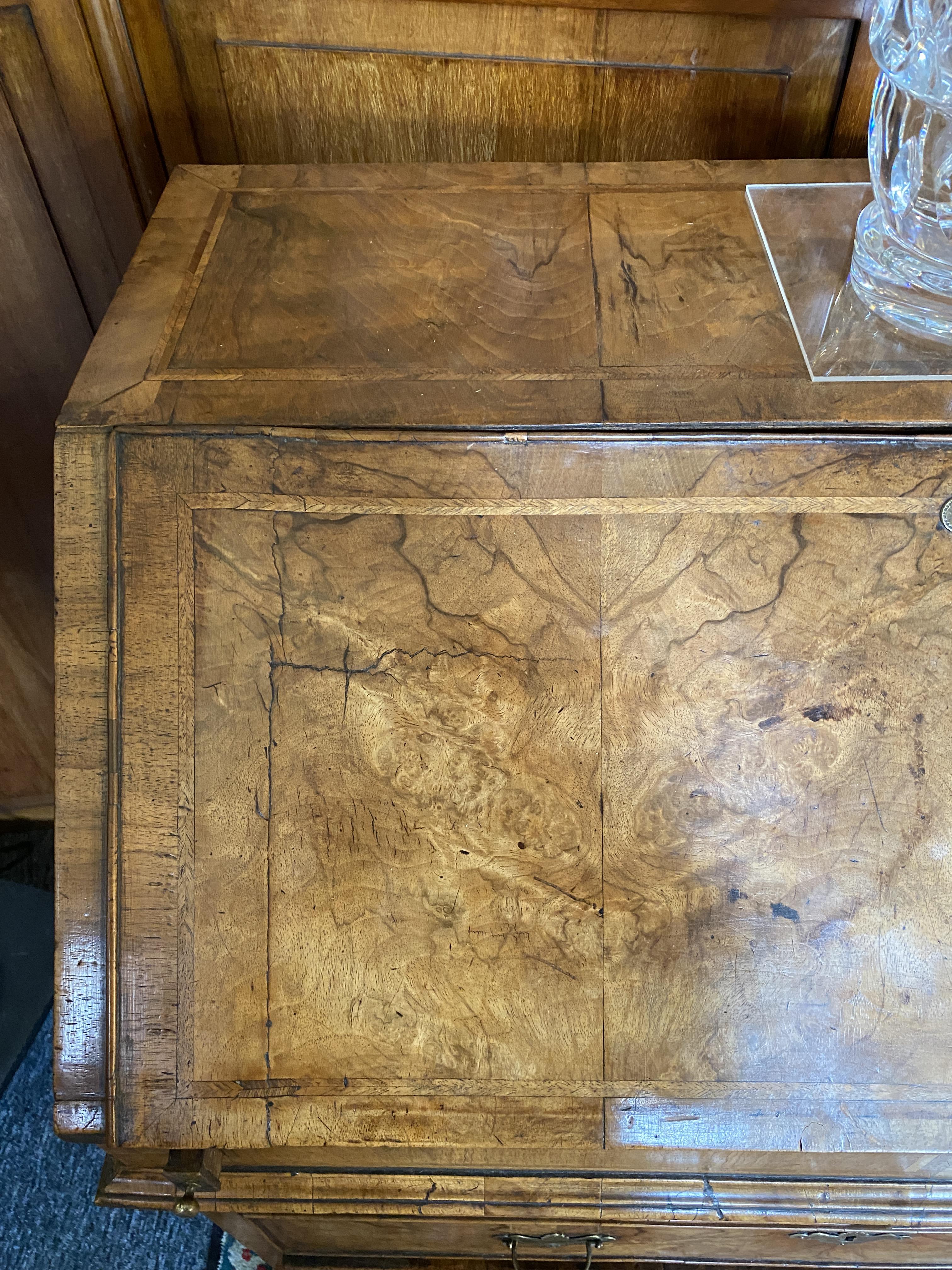 A George II walnut and featherbanded bureau - Image 22 of 33