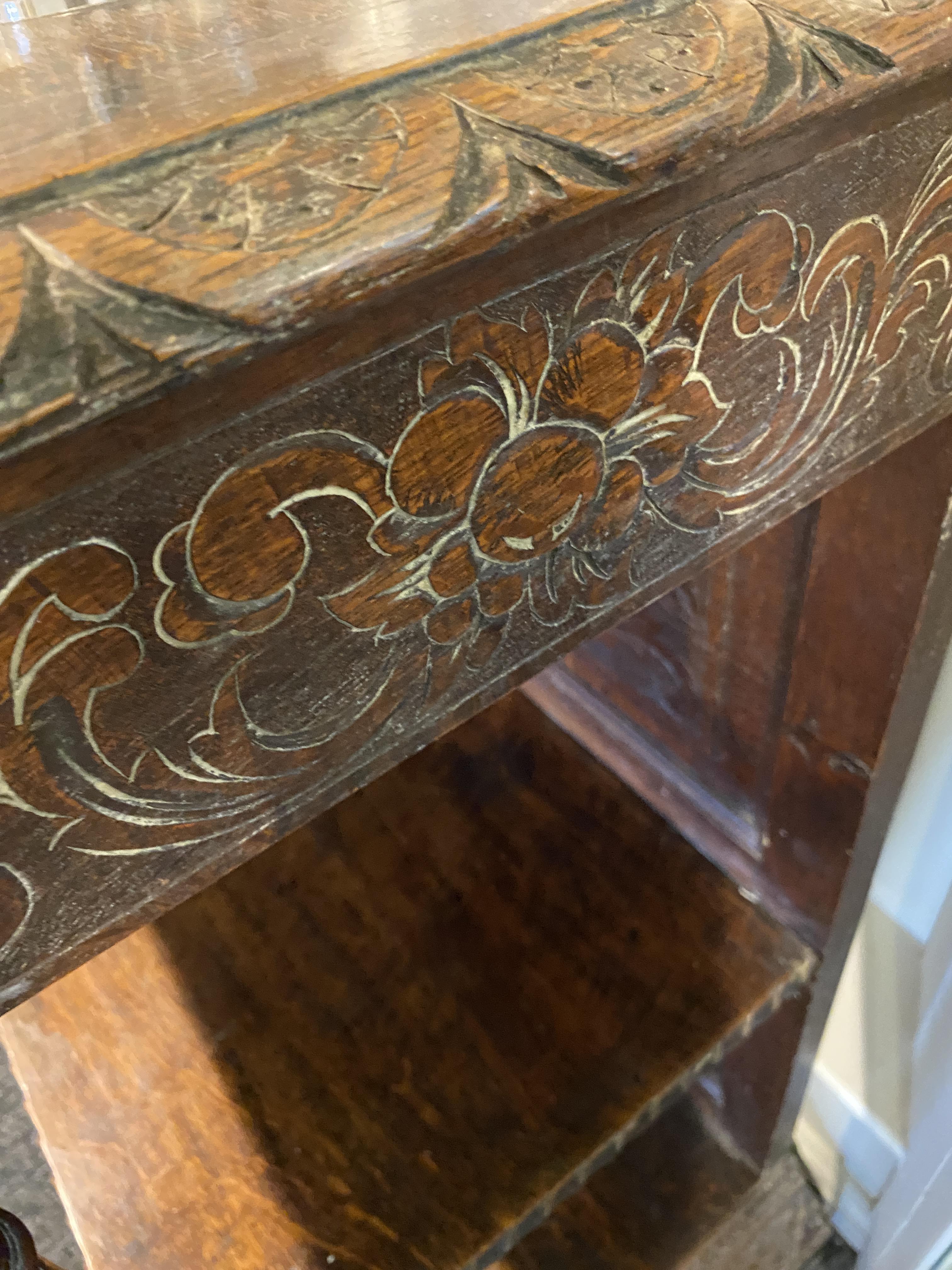 A 19th century carved oak two-tier buffet in the 17th century style - Image 6 of 13