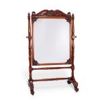 A small Regency mahogany cheval dressing mirror